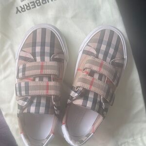 Burberry Kids Beige and Red Checkered Sneakers